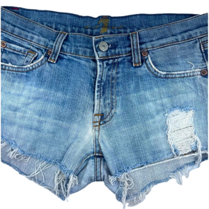 7 for all mankind. Upcycled denim shorts. Size 28